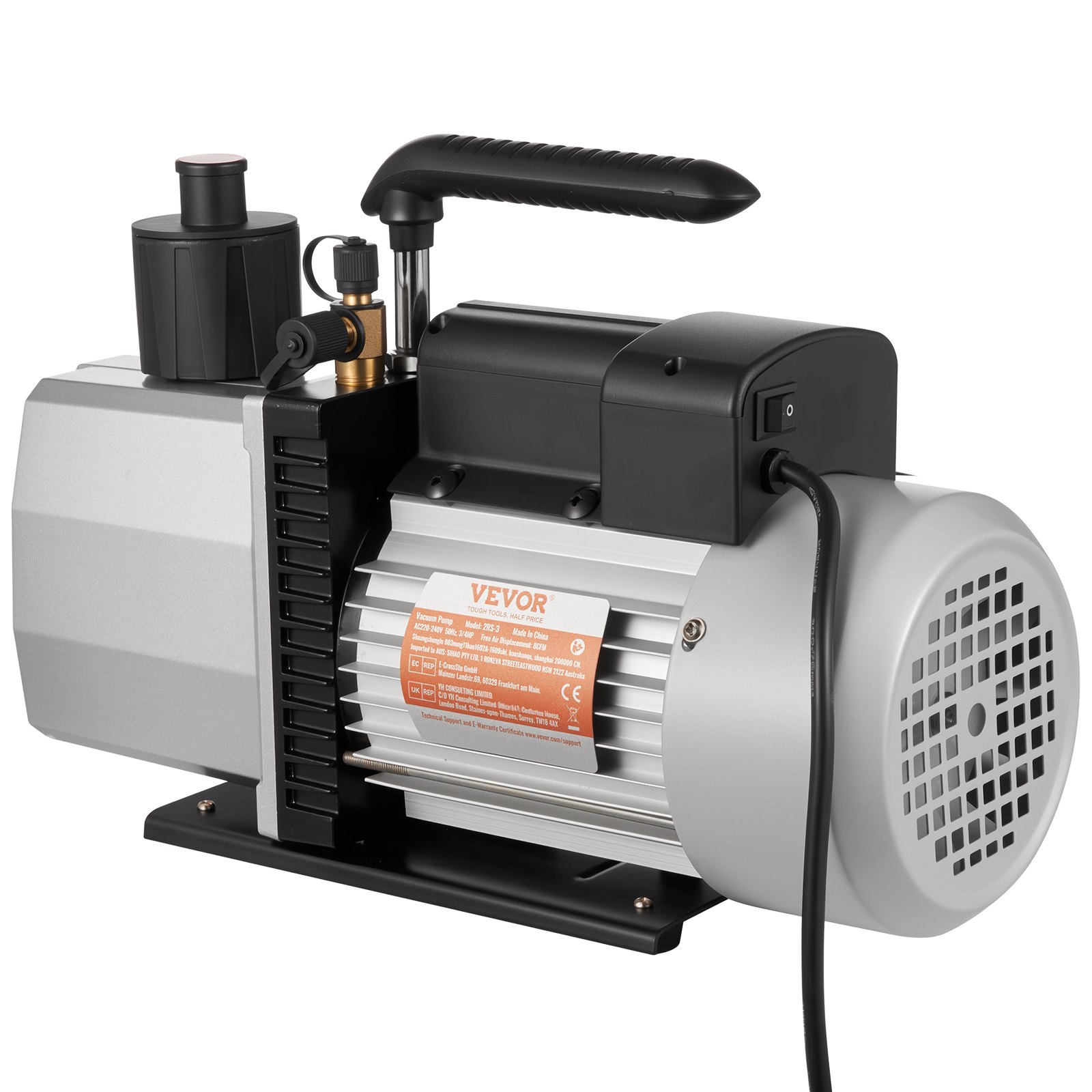 VEVOR Pompa a Vuoto 35,6 x 12,7 x24,4 cm Pompa a Vuoto per Aria Condizionata 226,53 L/min a Due Stadi 220V 0,3PA Strumento HVA per Vuoto Ultimate per Riparazione di Automobili Evacuazione Sotto Vuoto
