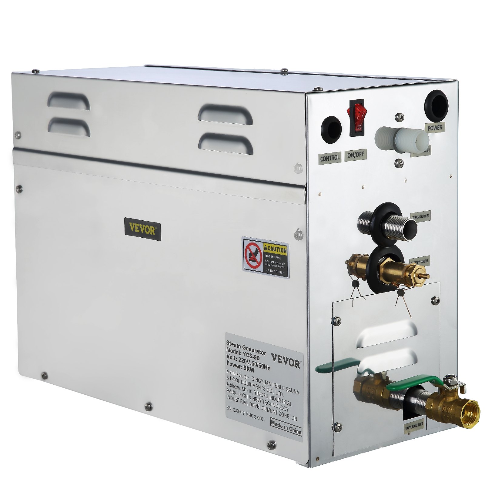VEVOR Generatore Elettrico di Vapore da 9000W per Sauna Domestica Capacità del Serbatoio dell'Acqua 6L, Generatrice di Vapore per Idromassaggio Sauna 220V Intervallo Temperatura 35-55℃ Potenza 9000W
