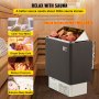 VEVOR Stufa Elettrica per Sauna 9KW Sauna con Controllore Esterno Bagnato e Secco 380V-415V Sala Sauna Domestica Vasca da Bagno Doccia Spa Riscaldatore Sauna Area di Lavoro 9-13m3 Sala Sauna