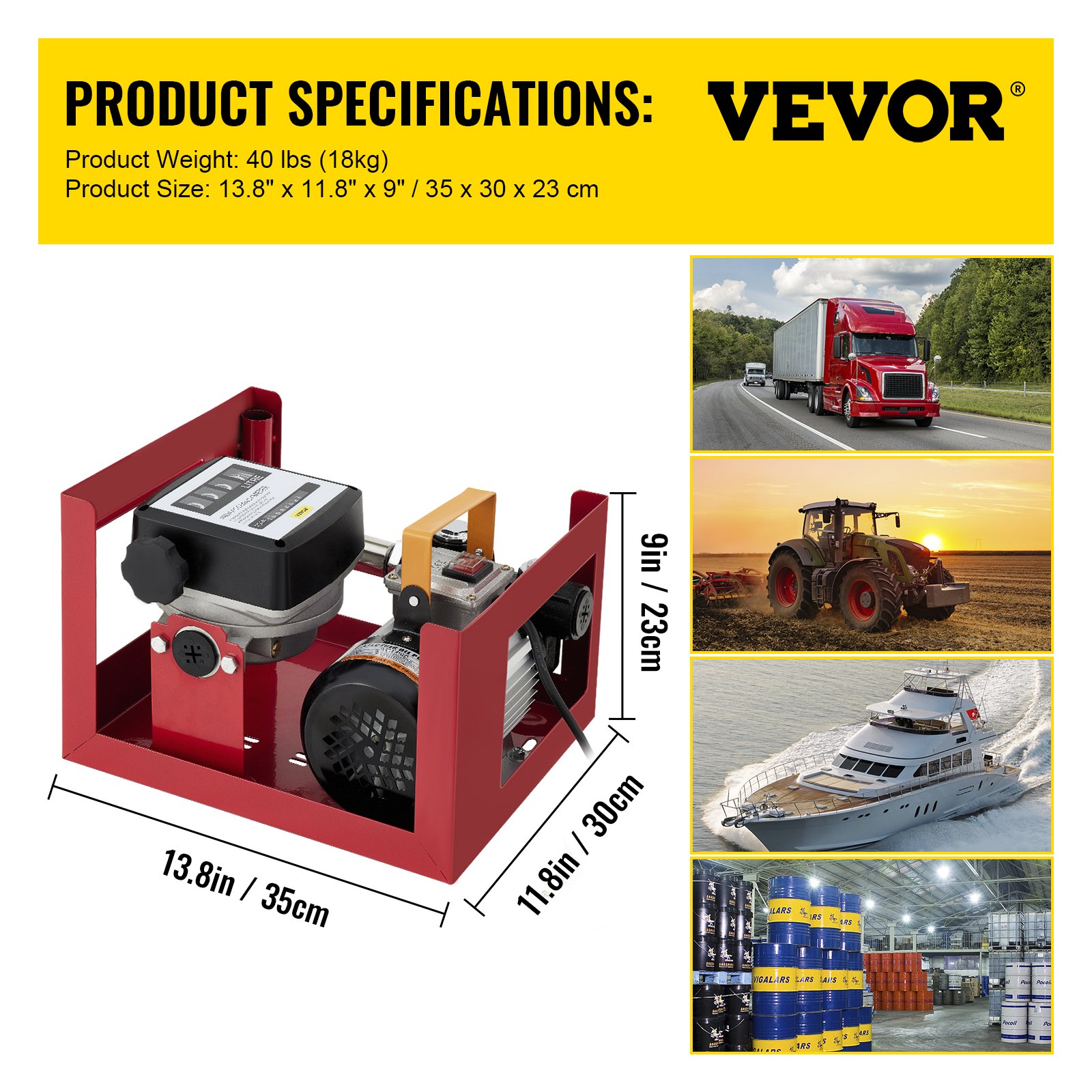 VEVOR Pompa 220V Portata Max. da 60L/min per Diesel & Cherosene Funzione Automatica con Pistola da Operazione Manuale Motore 550W 3600 giri/min