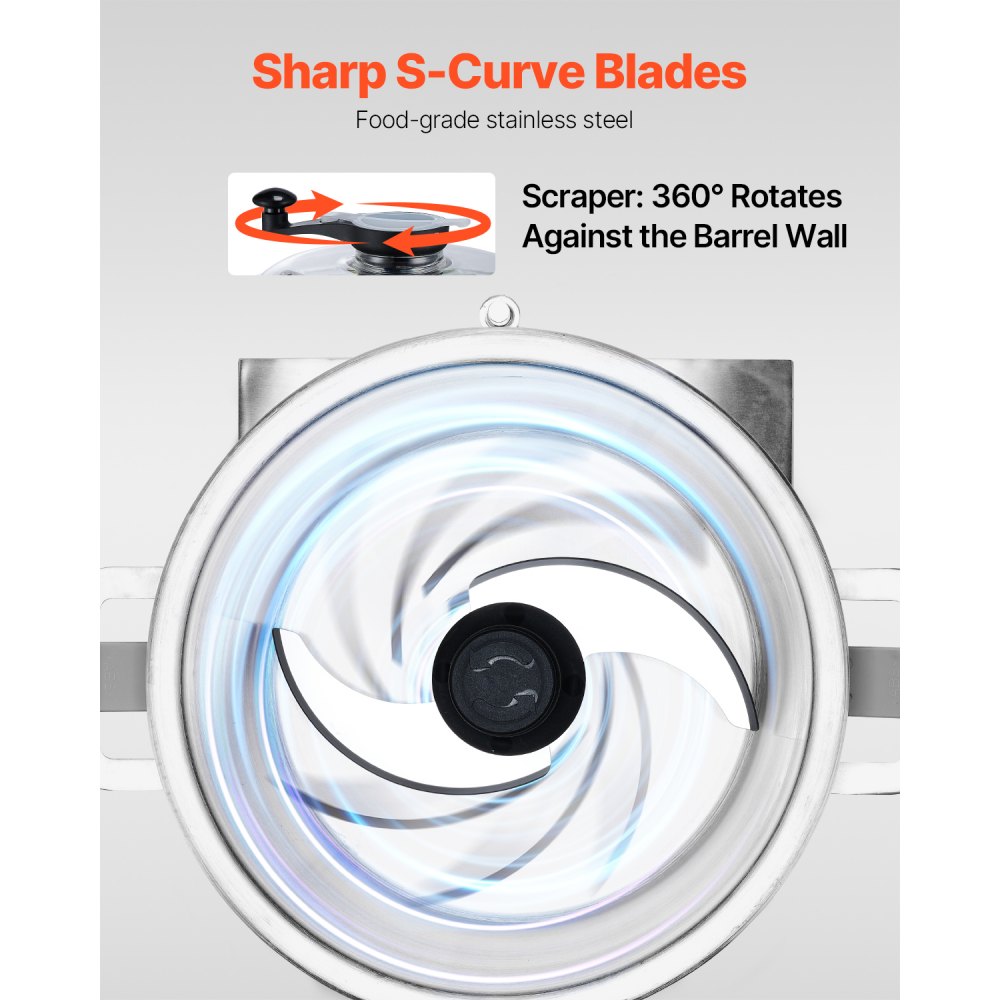 VEVOR Robot da Cucina e Tritatutto per Verdure, Robot da Cucina in Acciaio Inox per Uso Alimentare da 18 L con Lama Curva a S e Raschietto, Multifunzionale per Tritare Verdure, Frutta, Cereali, Noci