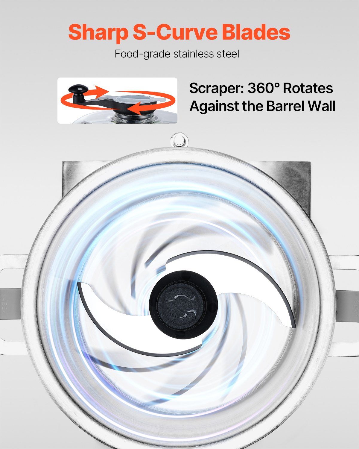 VEVOR Robot da Cucina e Tritatutto per Verdure, Robot da Cucina in Acciaio Inox per Uso Alimentare da 18 L con Lama Curva a S e Raschietto, Multifunzionale per Tritare Verdure, Frutta, Cereali, Noci