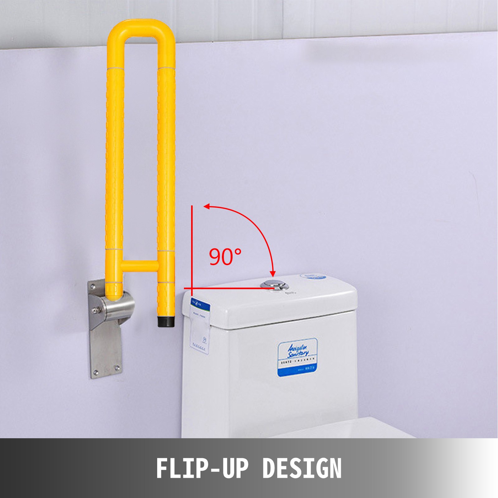 Maniglione Barra Ribaltabile Per Disabili Giallo Impugnature Piegato 100kg/220lb