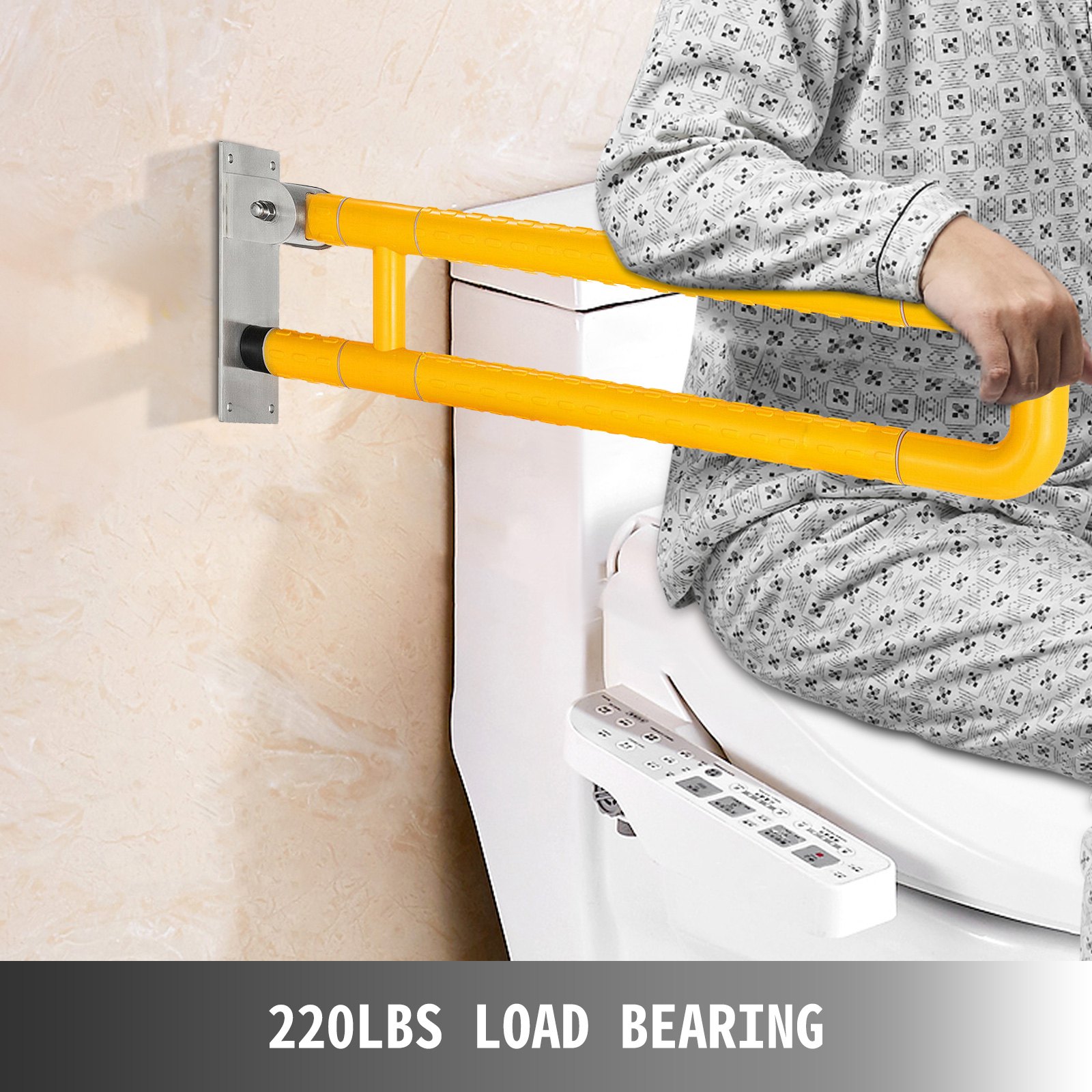 Maniglione Barra Ribaltabile Per Disabili Giallo Impugnature Piegato 100kg/220lb