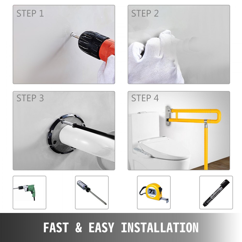 Maniglione Per Disabili Con Leva Pieghevole Impugnature Montaggio A Parete