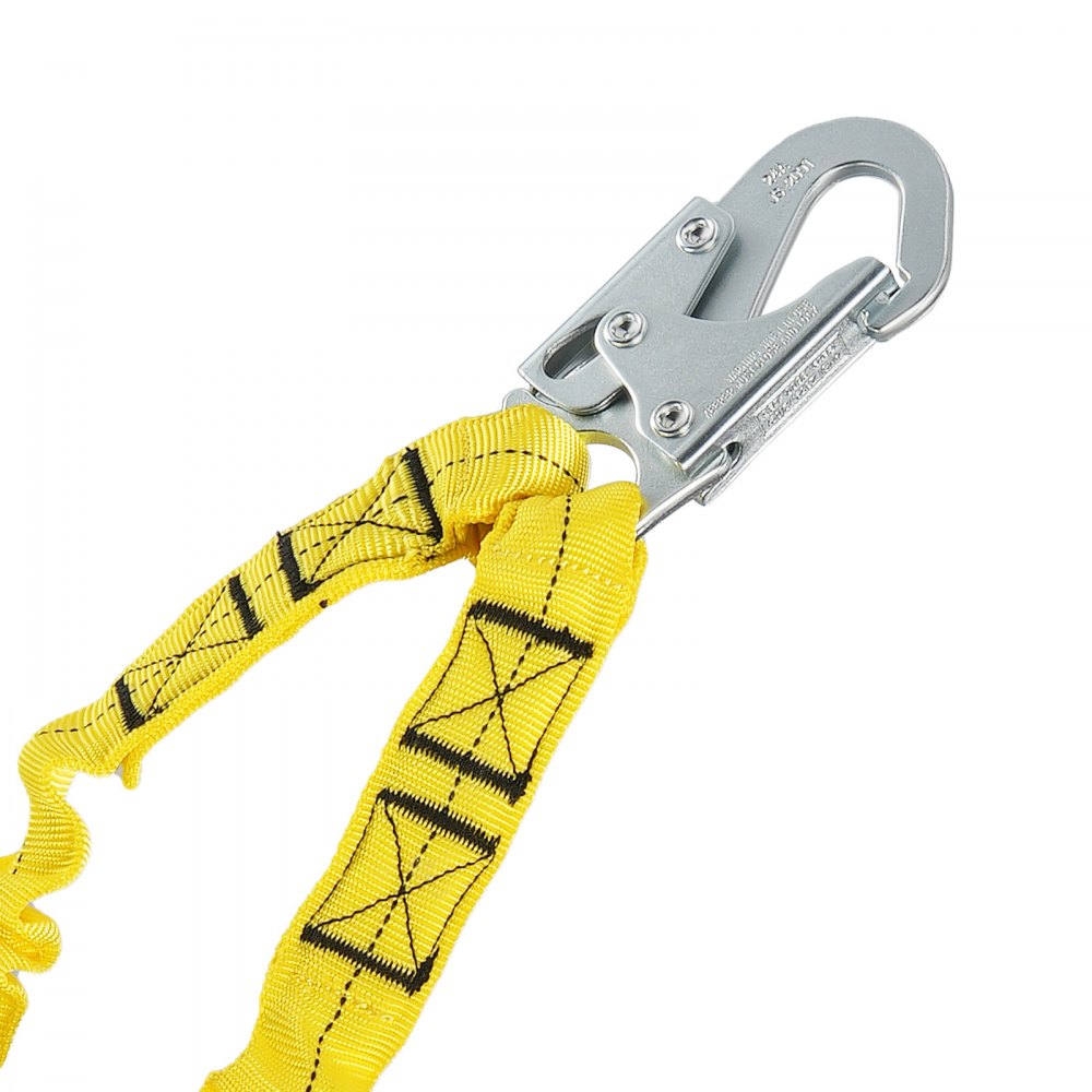 VEVOR Guinzaglio Sicurezza 38 mm, Protezione Anticaduta 1,83 m con 2 Moschettoni in Acciaio Legato, Cintura di Sicurezza Retrattile per Arrampicata da Interno Esterno, Resistenza Rottura 38 kN