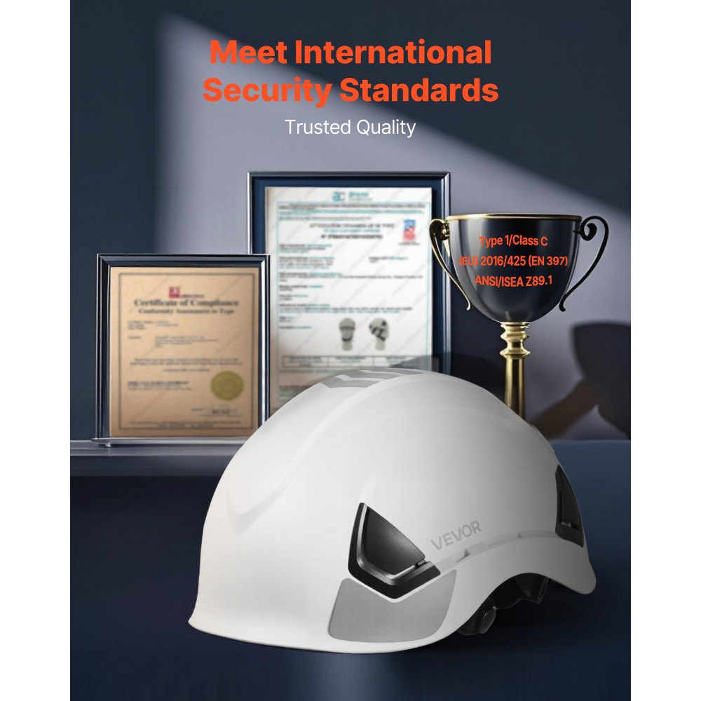 VEVOR Safety Helmet, ANSI/ISEA Z89.1 Approved ABS Safety Hard Hat with 6-Point Ratchet Suspension, Adjustable Vented Hardhat for Men Women Adults, for Outdoor Indoor Industrial Construction Workwear