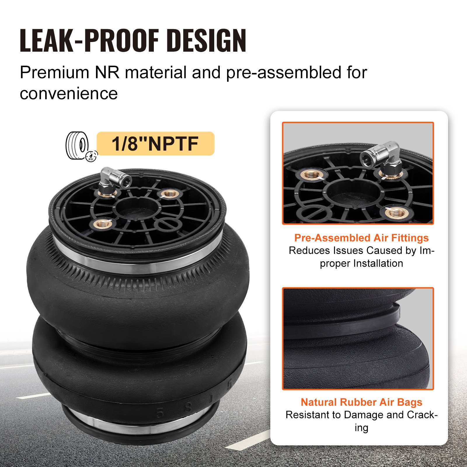 VEVOR Airbag Suspension Kit, Air Spring Suspension Kit Compatible with 2011-2019 Chevrolet Silverado 2500/3500HD and GMC Sierra 2500/3500HD 4WD RWD, 5000 lbs load, 5 to 100 PSI