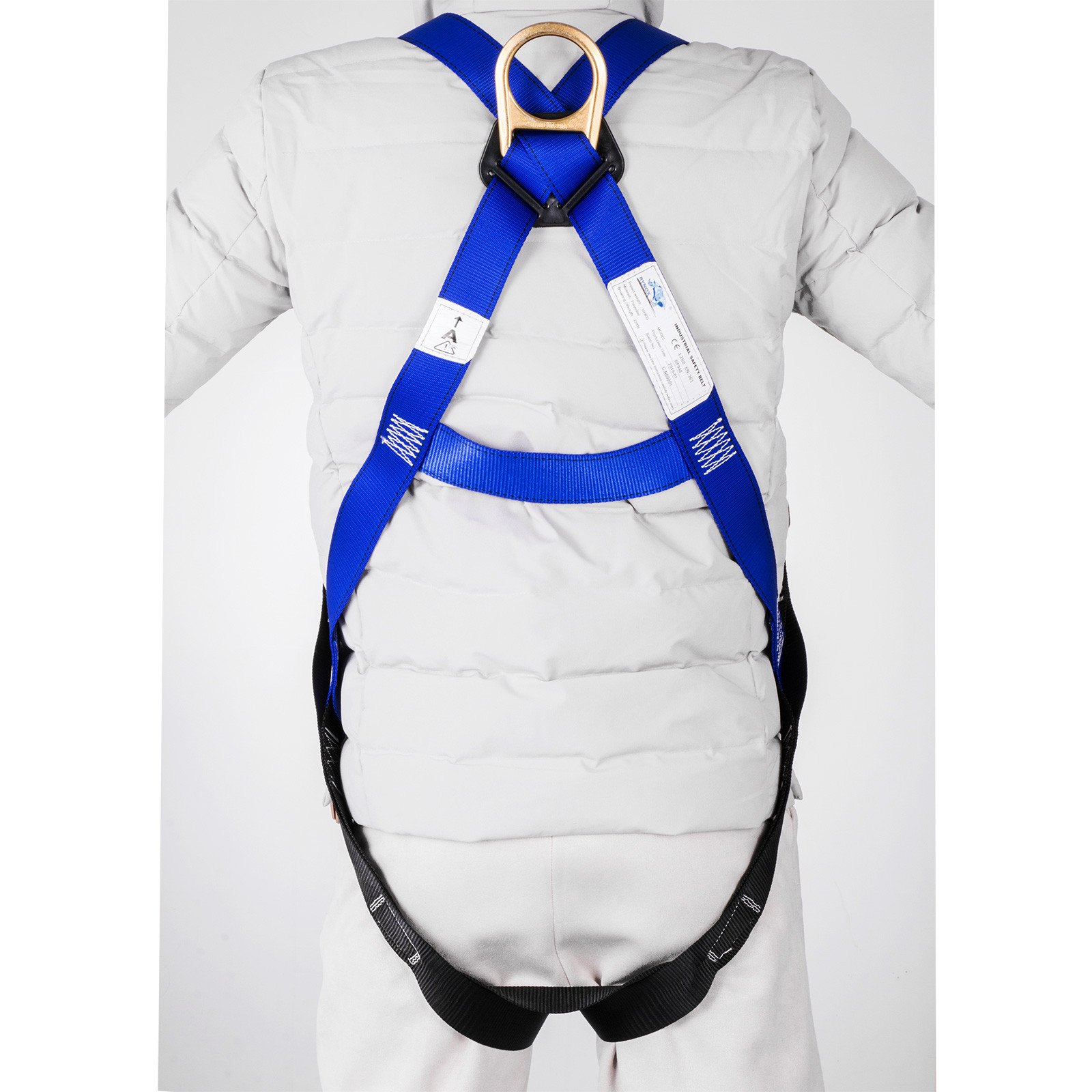 Fall Protection Full Body Construction Harness and Shock Absorbing Lanyard Combo Set