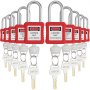 VEVOR Set Lucchetti di Blocco Etichettatura 10 Lucchetti di Blocco di Sicurezza Rossi, 2 Chiavi per Blocco, Lucchetti di Sicurezza di Blocco per Kit di Etichetta di Blocco Elettrico, Peso Netto 1,2 kg
