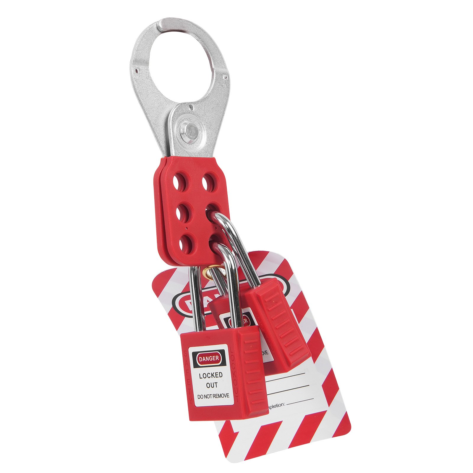 VEVOR Electric Lockout-Tagout Kit, 60-piece safety lockout-tagout station including padlocks, hasps, tags, nylon ties, expansion kit and lockout station board