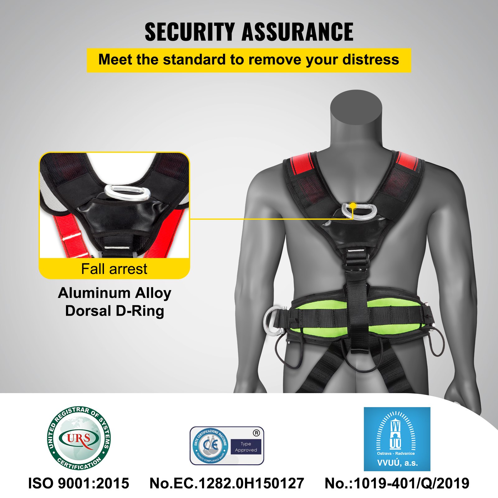 VEVOR Kit Imbracatura da Arrampicata di Sicurezza Protezione Anticaduta Attrezzatura da Arrampicata Imbracatura da Arrampicata di Sicurezza Equipaggiamento da Discesa in Corda Doppia Tetti di lavoro