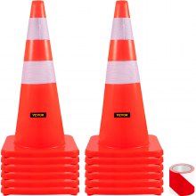 VEVOR Coni di sicurezza Coni stradali 12 x 28" Collari riflettenti arancioni Coni stradali