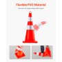 VEVOR Coni di Sicurezza, 6 x 28" Coni Traffico, Coni da Costruzione in PVC Arancione, 2 Collari Riflettenti Coni Traffico per il Controllo del Traffico, Parcheggio Stradale