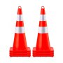 VEVOR Coni di Sicurezza, 6 x 28" Coni Traffico, Coni da Costruzione in PVC Arancione, 2 Collari Riflettenti Coni Traffico per il Controllo del Traffico, Parcheggio Stradale