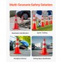 VEVOR Safety Cone 73 cm Traffic Cone, 6-piece PVC Construction Cone, 2 Reflective Collars, Traffic Cone with Weighted Base & Hand Ring, for Traffic Control, Parking in Driveways