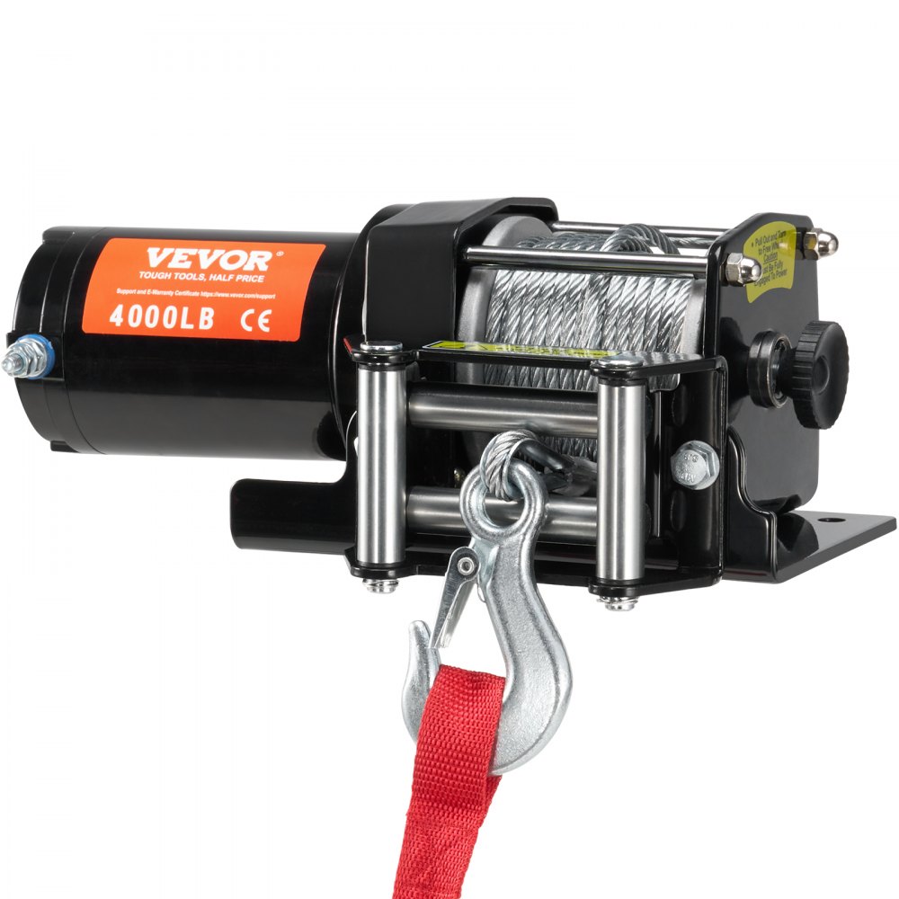 VEVOR Verricello elettrico ATV UTV, Capacità tiro 1814kg, 12 V CC, Cavo in acciaio a 7 fili Φ0,5 x 118,7 cm, Telecomando wireless cablato, Impermeabile IP55, Verricello per traino ATV UTV