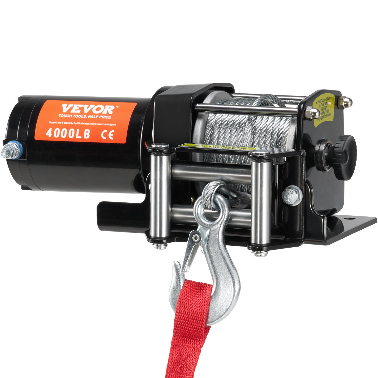 VEVOR Verricello elettrico ATV UTV, Capacità tiro 1814kg, 12 V CC, Cavo in acciaio a 7 fili Φ0,5 x 118,7 cm, Telecomando wireless cablato, Impermeabile IP55, Verricello per traino ATV UTV
