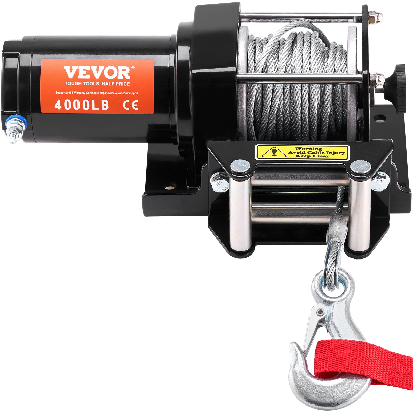 VEVOR Verricello elettrico ATV UTV, Capacità tiro 1814kg, 12 V CC, Cavo in acciaio a 7 fili Φ0,5 x 118,7 cm, Telecomando wireless cablato, Impermeabile IP55, Verricello per traino ATV UTV