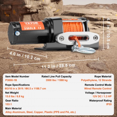 Verricello Elettrico Dragon Winch 12V 3500 Lbs - Per Off-road, Quad E ATV Con Telecomando - Foto 2