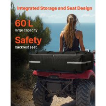 VEVOR Borsa Portaoggetti Posteriore per ATV, Borsa Portaoggetti Posteriore per ATV Capienza 60 Litri con Schienale Copertura in Tessuto Oxford 600D, Box Portapacchi per UTV, Veicoli Can-Am