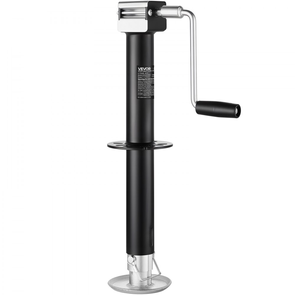 VEVOR Cric per Rimorchio a Telaio ad A Carico da 2267 kg, Corsa Verticale di 381 mm, Cric per Rimorchio con Gamba di Caduta Regolabile a 7 Livelli Compatibile con Trapano a Batteria, per Camper
