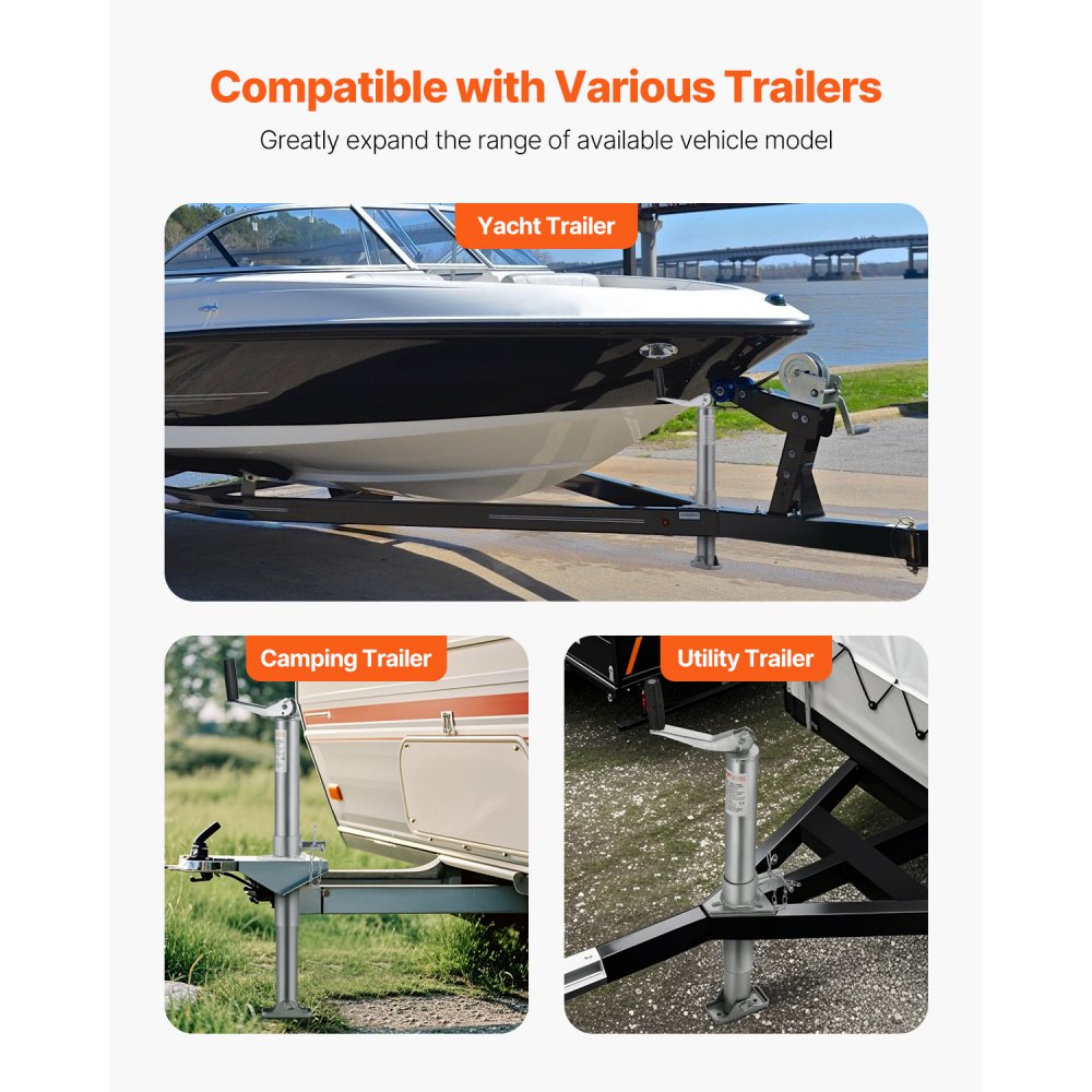 VEVOR A-frame trailer jack, 907 kg dynamic lifting capacity, 360 mm vertical lift, trailer support with handle, travel trailer for motorhome trailers, horse trailers, utility trailers, yacht trailers