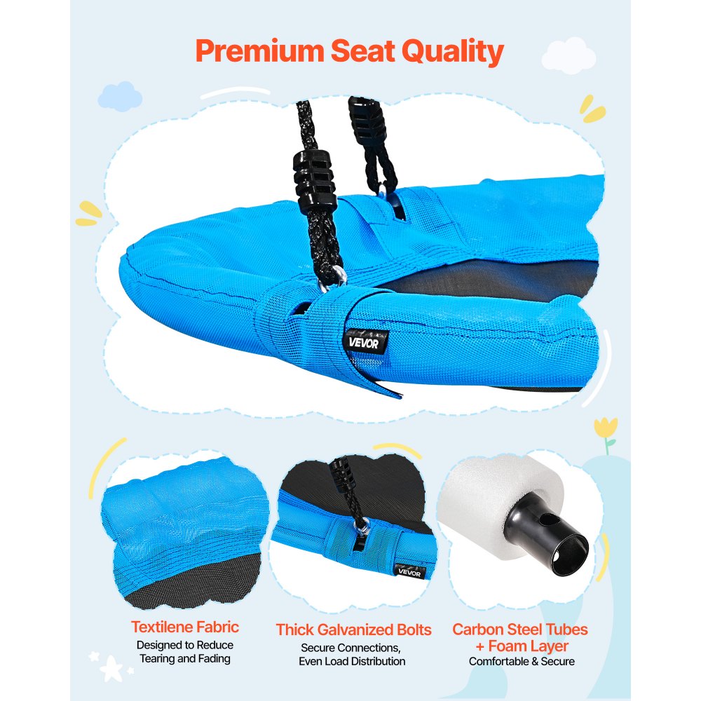 VEVOR Altalena da Giardino Telaio in Metallo a Forma di A per Bambini Sedile Carico max 199,6 kg, Altalena a Disco Struttura a Forma di A Seduta Rotonda Diametro 101,6 cm da Esterno Cortile Giardino