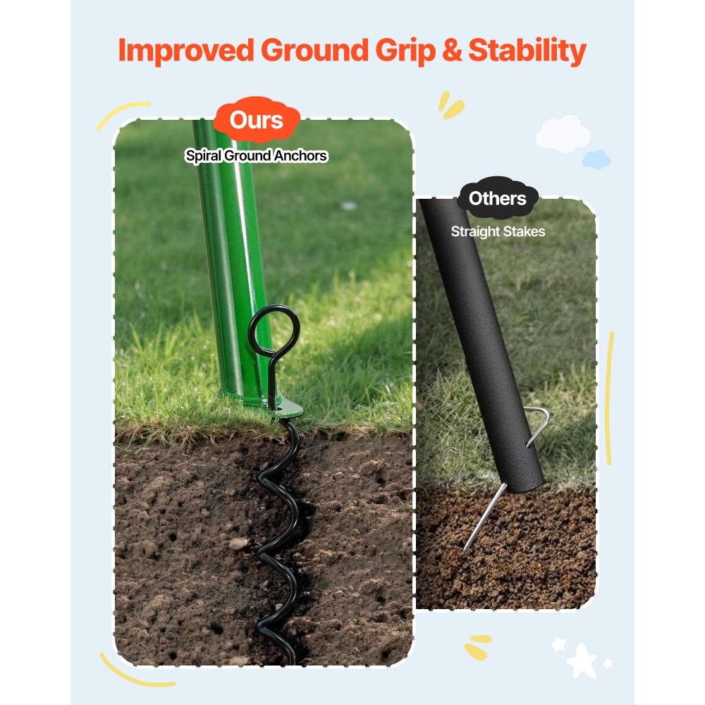 VEVOR Swing Set for Backyard, 100 cm Saucer Swing Seat with Heavy Duty A-Frame Metal Stand, 199.6 kg Load Capacity, Reinforced with Spiral Ground Anchors, Swingset Outdoor for Kids, Green and Colorful