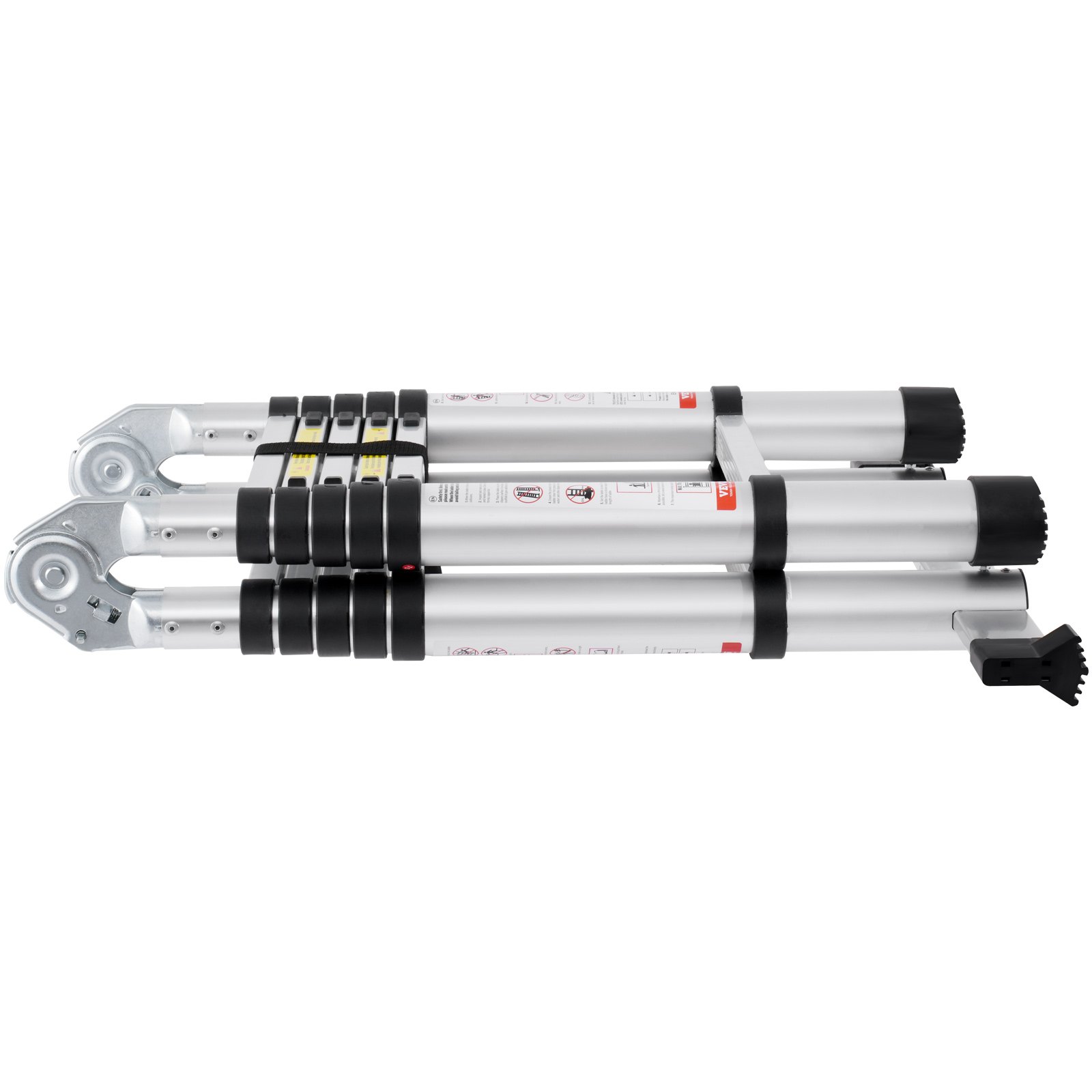 VEVOR Scala Telescopica a Forma di A da 3810 mm Scala Estensibile in Alluminio, Capacità di  170 kg Scala Pieghevole con Retrazione Multi-pulsante, con Barra Stabilizzatrice, per Camper, Roulotte