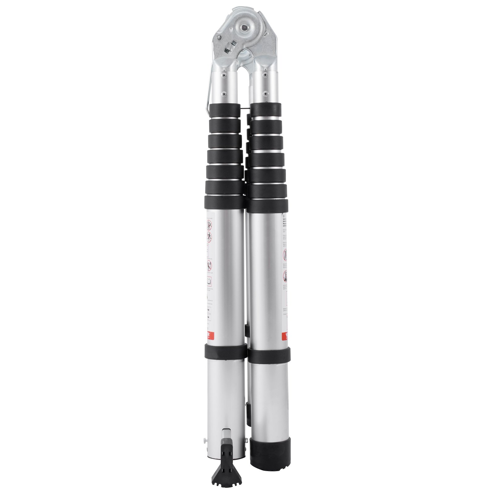 VEVOR Scala Telescopica a Forma di A da 5029,2 mm Scala Estensibile in Alluminio, Capacità di 170 kg Scala Pieghevole con Retrazione Multi-pulsante, con Barra Stabilizzatrice, per Camper, Roulotte