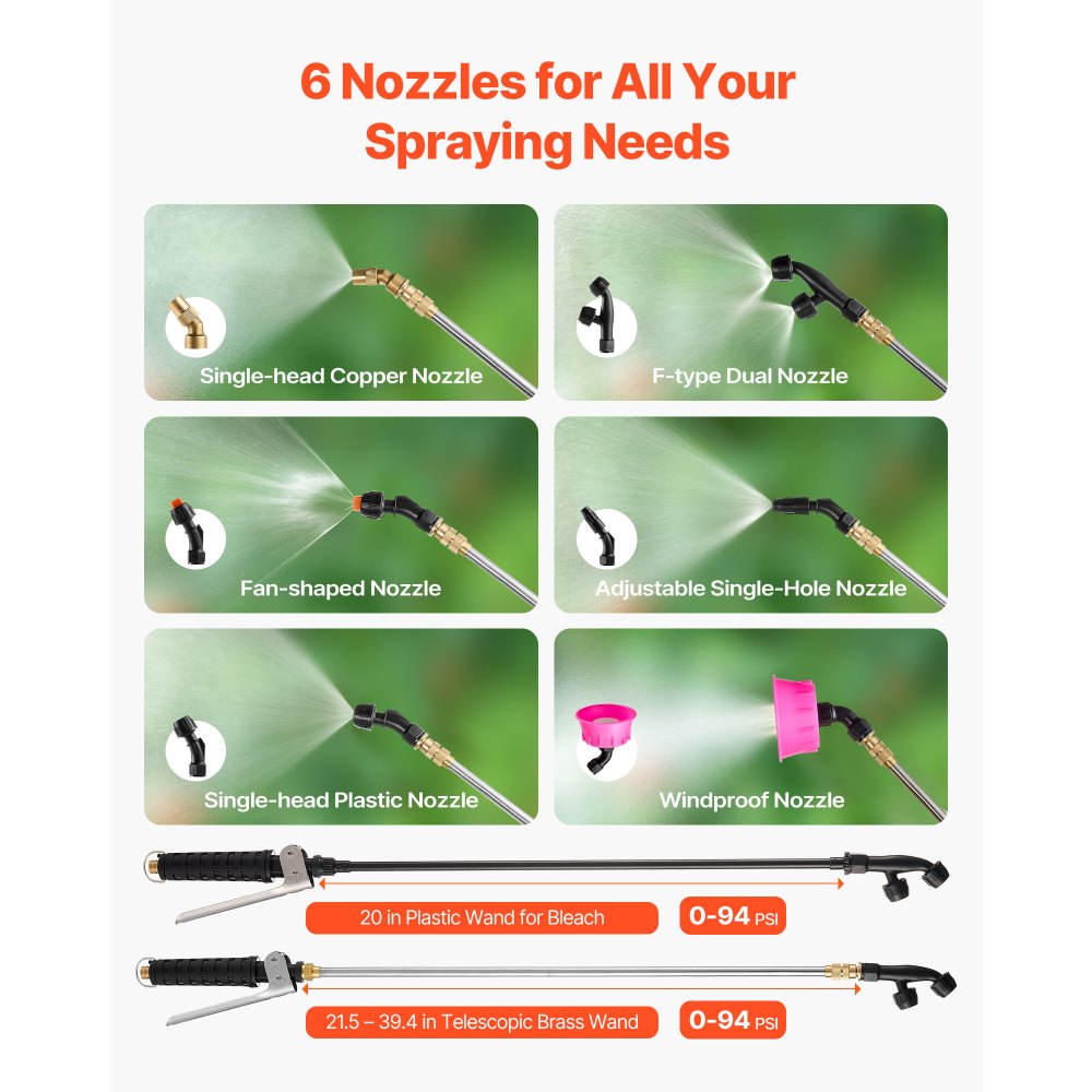 VEVOR Backpack Sprayer Garden Sprayer Sprayer with 15L Reservoir 0-94 PSI