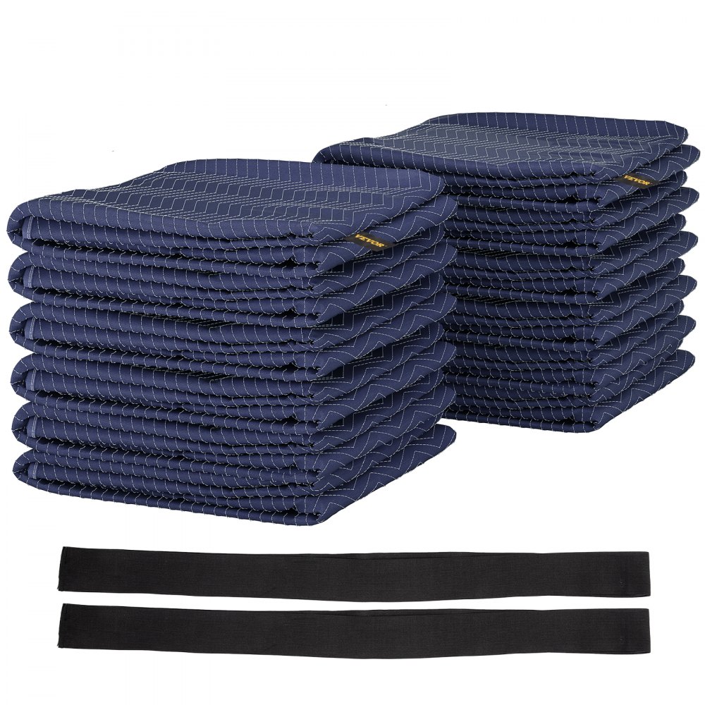 VEVOR Coperta per Protezione dei Mobili Peso da 1,6 kg 12 Pezzi in Totale 3 mm, Coperte per Imballaggio Mobili per Trasloco Blu per Avvolgere Mobili, Elettrodomestici e Opere d'Arte ed Evitare Polvere