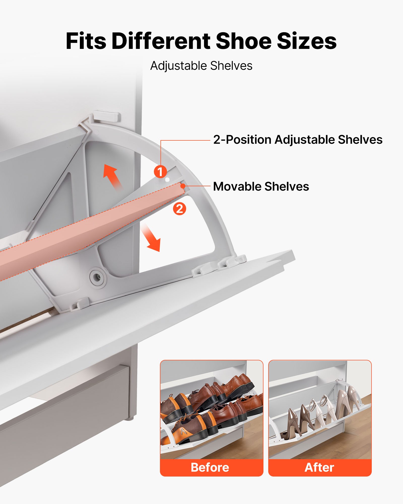 VEVOR Scarpiera con 3 Ante a Ribalta, Scarpiera Salvaspazio, Indipendente per Ingresso, Corridoio, Soggiorno, Veranda, Portascarpe Moderno 3 Cassetti Pieghevoli 800 x 220 x 1165 mm, Bianco