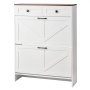 VEVOR Scarpiera con 2 Cassetti Pieghevoli, Scarpiera in Stile Rustico con 2 Cassetti e Dispositivo Antiribaltamento, Organizer per Scarpe Indipendente per Ingresso, Camera da letto, Soggiorno, Bianco