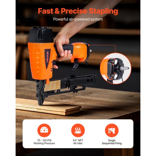 Troncatrice Sparapunti Pneumatica VEVOR - Calibro 21, Per Punti T50 Da 10,8 Mm, Uso Per Tappezzeria E Legno, 70-110 PSI