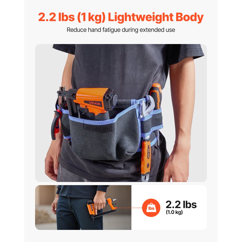 VEVOR Troncatrice Sparachiodi Pneumatica, per Tappezzeria Calibro 21 T50 per Punti Metallici da 10,8 mm della Serie 80, Graffettatrice Pneumatica da 70-110 PSI per Lavorazione del Legno, Tappezzeria