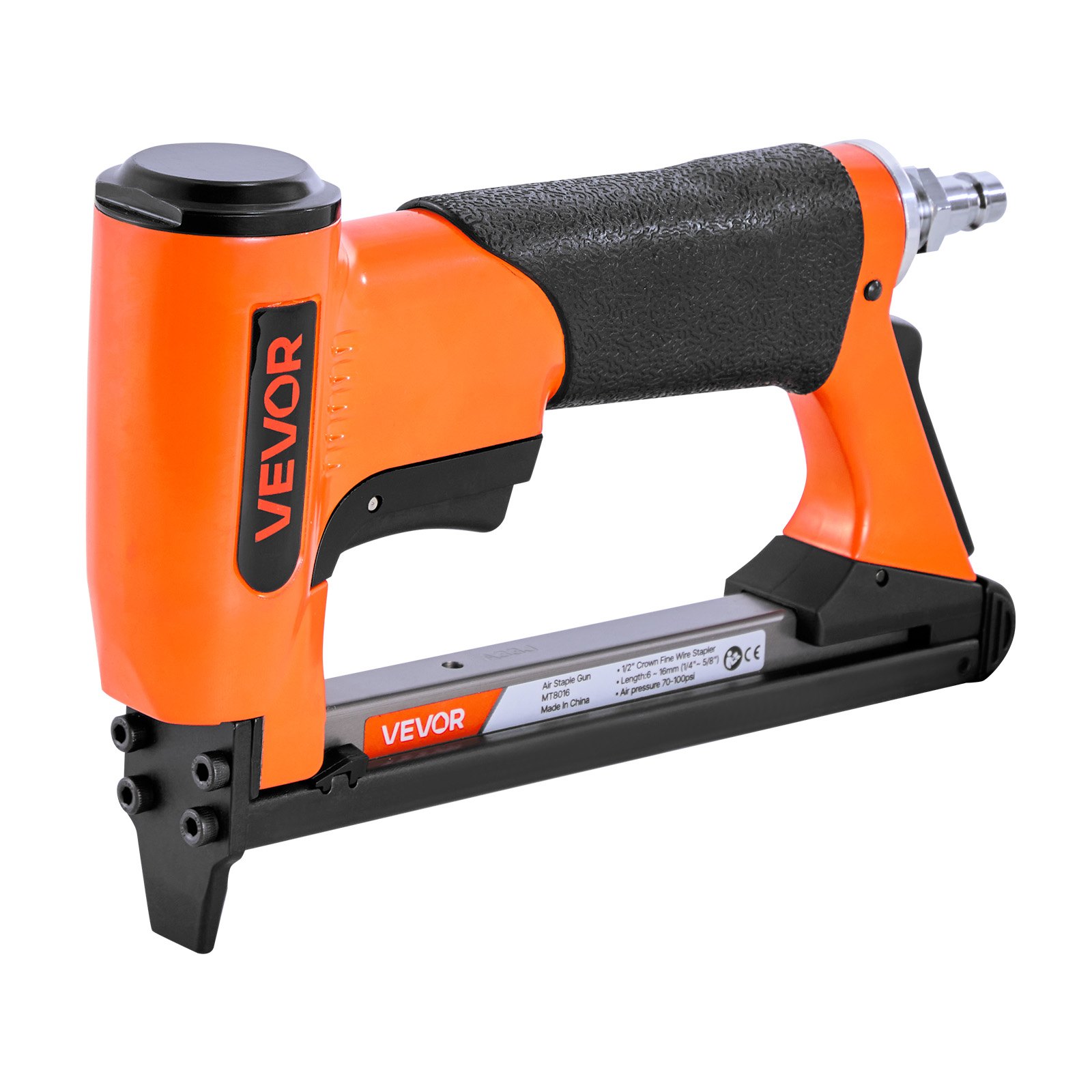 VEVOR Graffettatrice Pneumatica, per Tappezzeria Calibro 21 per Punti Metallici a Filo Sottile Serie 80, Corona da 12,8 mm, Caricamento Massimo di 150 Pezzi, Spillatrice Pneumatica per Tappezzeria