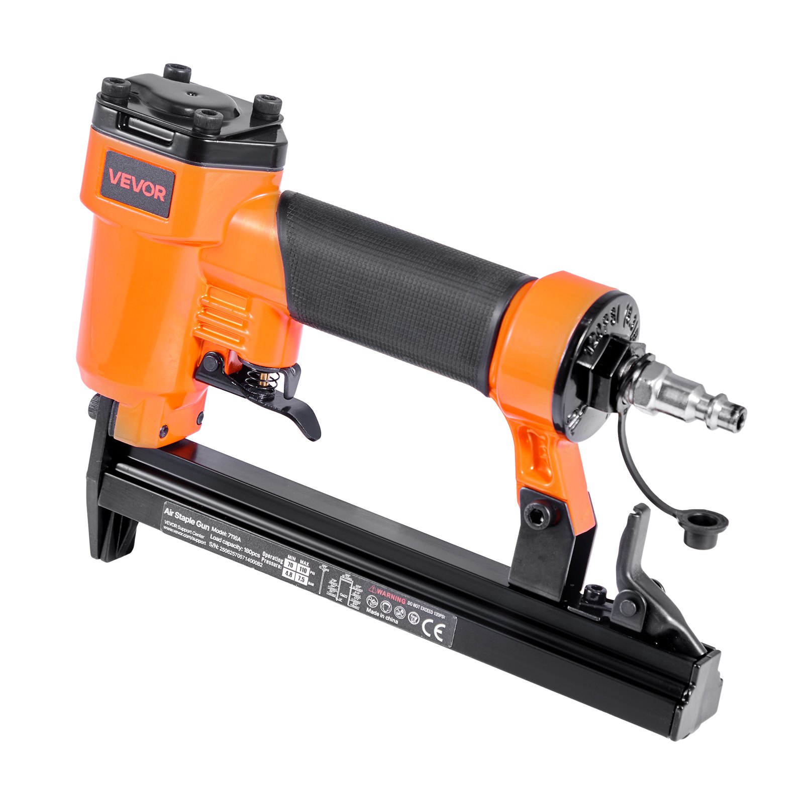 VEVOR Troncatrice Sparachiodi Pneumatica, per Tappezzeria Calibro 22 per Punti Metallici a Filo Sottile Serie 71, Corona 9,1 mm, Graffettatrice Pneumatica da 70-110 PSI per Lavorazione del Legno