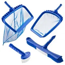 VEVOR Kit per la Pulizia della Piscina con 2 Spazzole Rimovibili 51 e 14 cm e 2 Retini per Skimmer, Set di Strumenti per Pulire le Piscine Interrate Fuori Terra per Foglie, Maglia Fine, Senza Pali