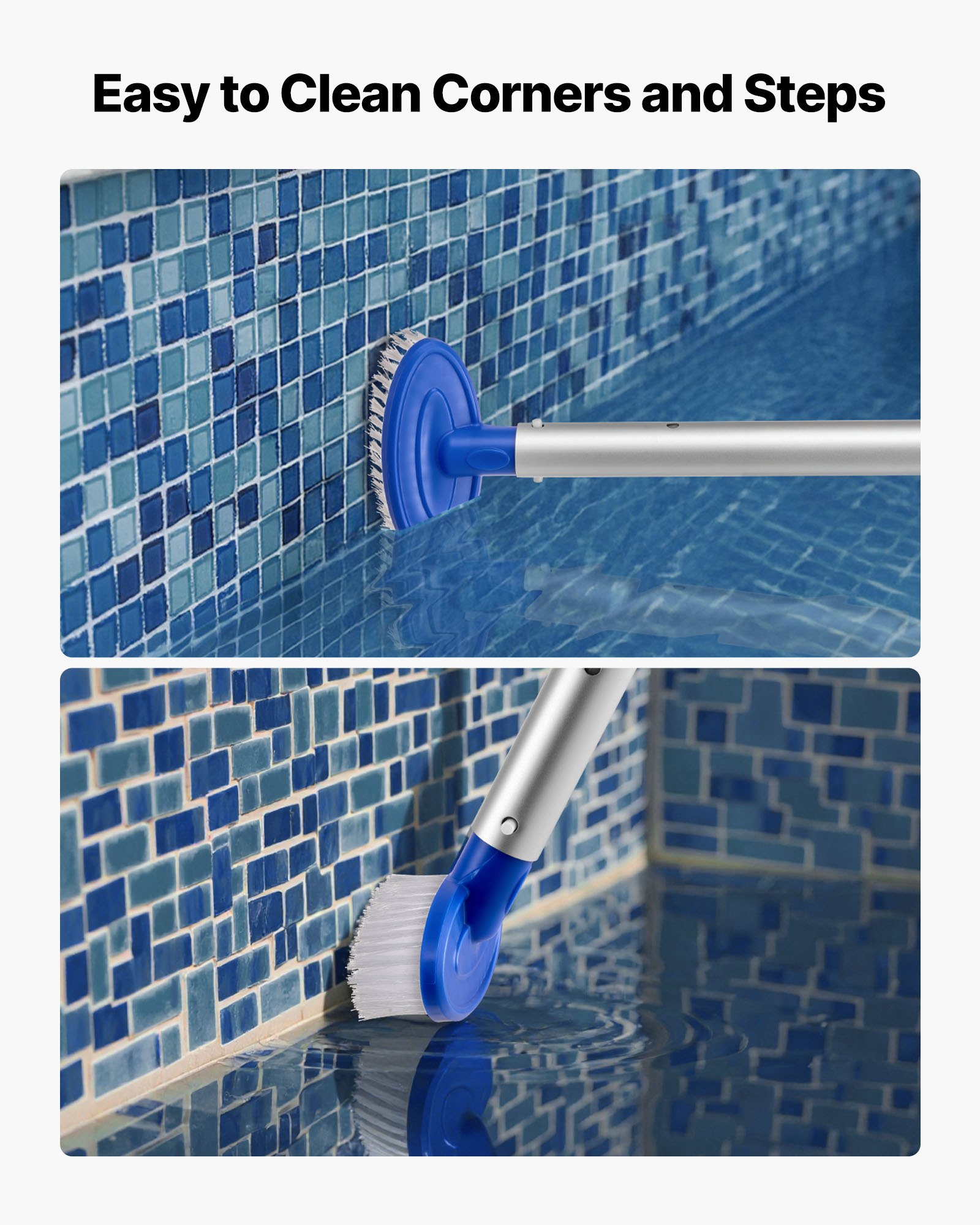 VEVOR Kit per la Pulizia della Piscina con 2 Spazzole Rimovibili 51 e 14 cm e 2 Retini per Skimmer, Set di Strumenti per Pulire le Piscine Interrate Fuori Terra per Foglie, Maglia Fine, Senza Pali