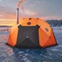 VEVOR Pop Up Ice Fishing Tent 8-10 Person 4x4.3x2.33 m Insulated Shelter, for Winter Fishing, 14.2 m² Area, 600D 4-Layer Fabric, Portable Hub-Style Shanty Cube with Anchors, Ropes & Carrying Bag