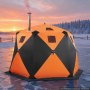 VEVOR Tenda da Pesca sul Ghiaccio per 6-8 Persone da 3,47 x 1,74 x 2,3 m, Riparo Isolato, Area di 7,82 m², Tessuto a 4 Strati 600D, Portatile a Forma di Hub, con Picchetti Corde e Borsa Trasporto