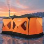 VEVOR Tenda da Pesca Invernale per 8-10 Persone Misure 4,11 x 2,3 x 2,3 m, Isolante, Area di 10,7 m², Tessuto a 4 Strati 600D, Cubo Portatile a Forma di Hub, con Picchetti Corde Borsa per il Trasporto
