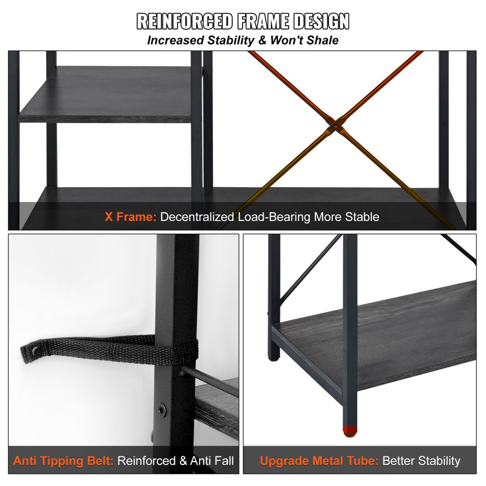 VEVOR Scaffale Portaoggetti Portautensili da Cucina 5 Ripiani con Ganci da Appendere Salvaspazio Carico Max. 89,8 kg ca., Scaffale Portautensili Cucina per Forno Tostapane Microonde 90 x 40 x 84 cm