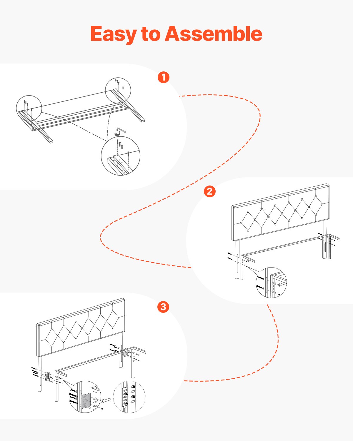 VEVOR Testiera per Letto, Completa Dimensione Altezza Regolabile, Accessori per Letto, Testiera in Schiuma ad Alta Densità e Comfort per Camera da Letto, Hotel, Grigio Chiaro 1430 x (905-1205) mm