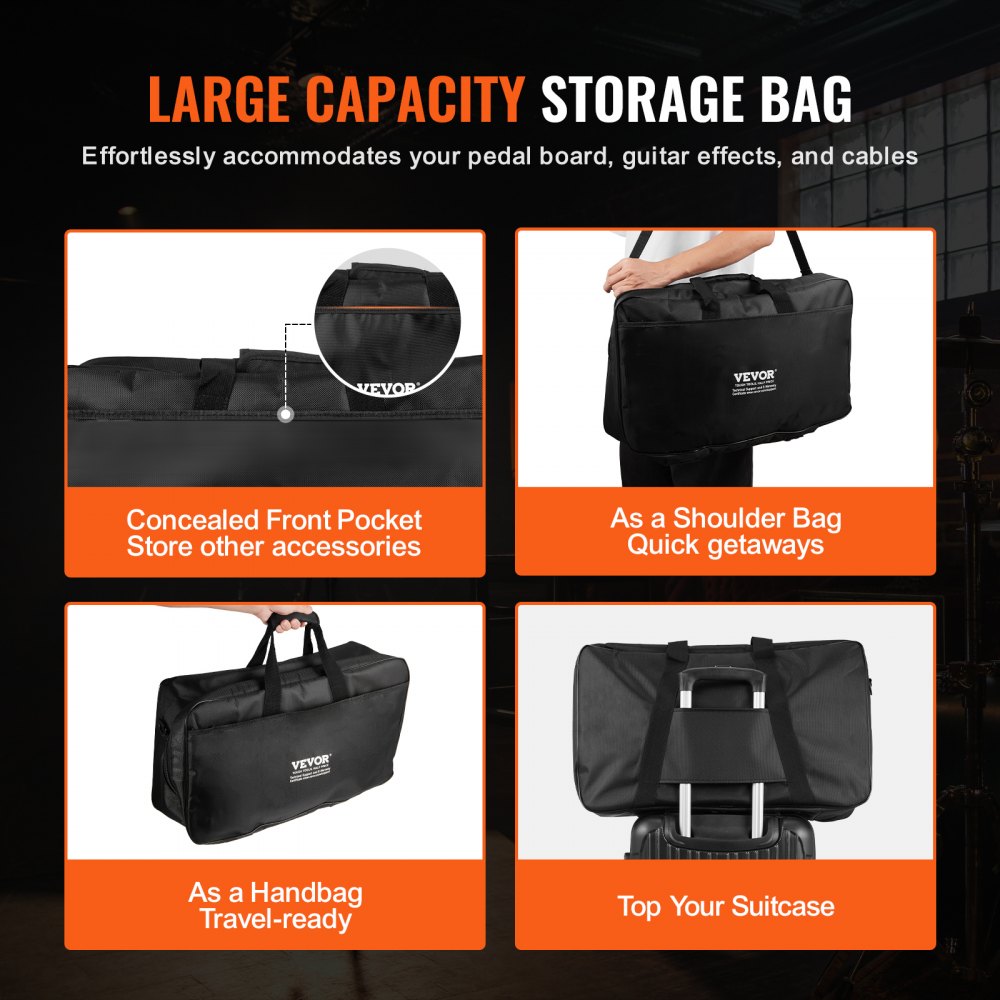 VEVOR Pedaliera per Chitarra, 508 x 280 mm 1,2 kg Pedaliera per Effetti per Chitarra Lega di Alluminio con Borsa, Tracolla Fissa, Velcro di Qualità, Può Ospitare 10-12 Pedali per Chitarra, Grande