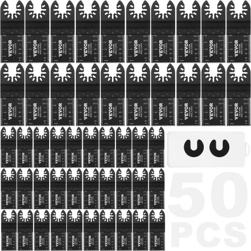 VEVOR Set di Lame per Utensili Oscillanti 50 Pezzi in HCS Kit di Lame Multifunzione 50 Pezzi Sostituibili per Utensili Oscillanti per Taglio di Metallo Legno, Lame Oscillanti in Acciaio ad Alto Tenore
