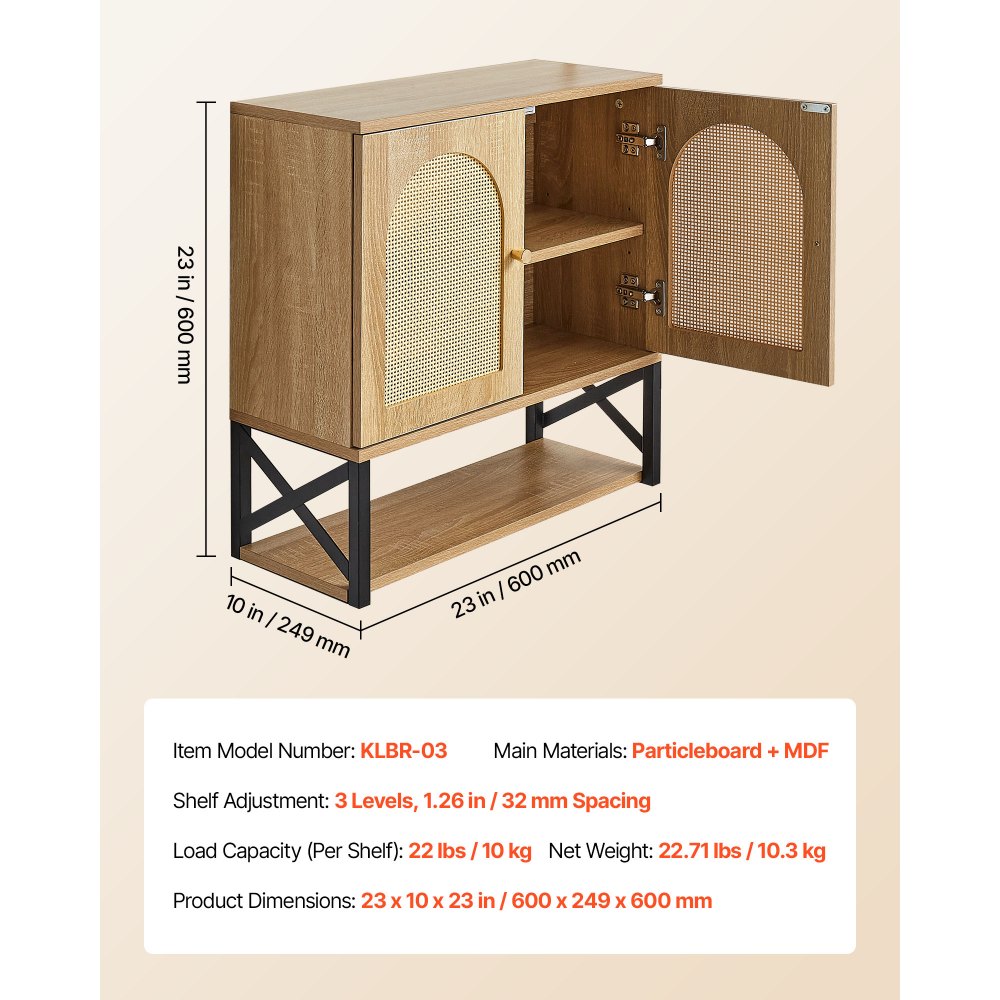 VEVOR Mobiletto da Bagno Pensile con 2 Ante e Ripiani Regolabili, Mobiletto Portaoggetti per Montaggio a Parete, Armadietto da Bagno da Parete Sospeso con 3 Scomparti Aperti per Cucina e WC