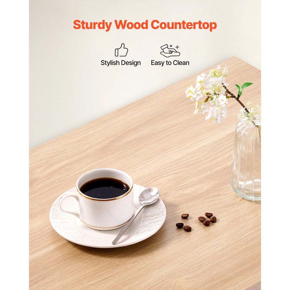 VEVOR Carrello da Cucina con Anta Singola, Carrello Mobile con Cassetto, Portasciugamani e Ganci, Tavolo Portatile con Ruote, Piccole Isole da Caffè, Supporto per Sala da Pranzo, Bianco